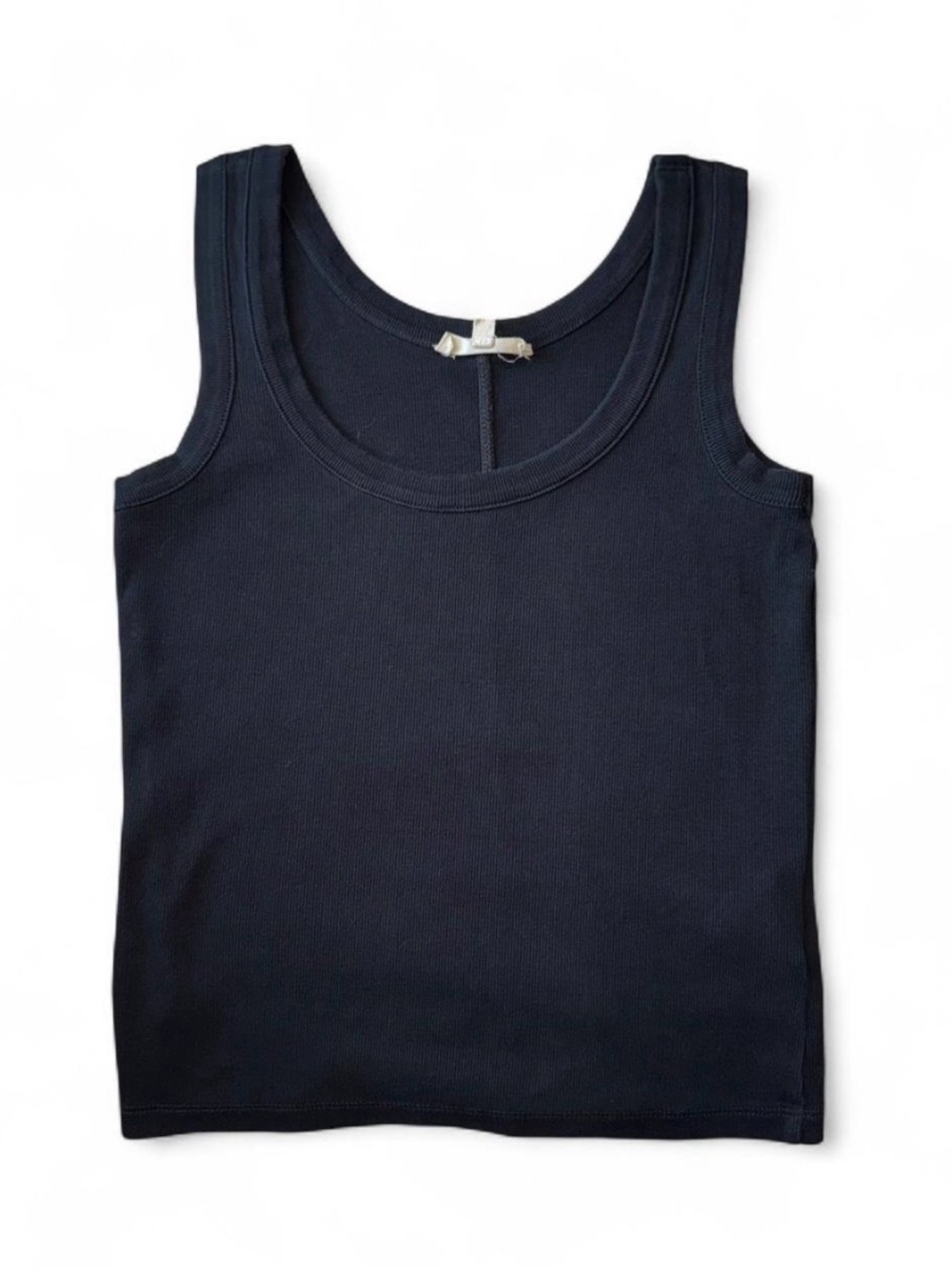 Madewell (Re)generative Black Cotton Ribbed Scoopneck Tank Size XS